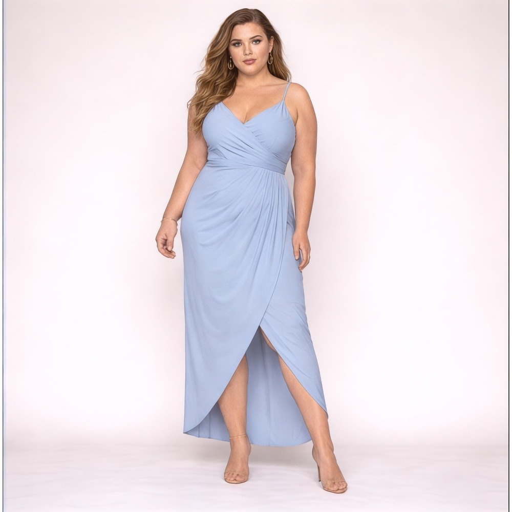 BHLDN Lyra V-Neck Faux-Wrap Crepe Midi Dress Formal Wedding Bridesmaid 18W